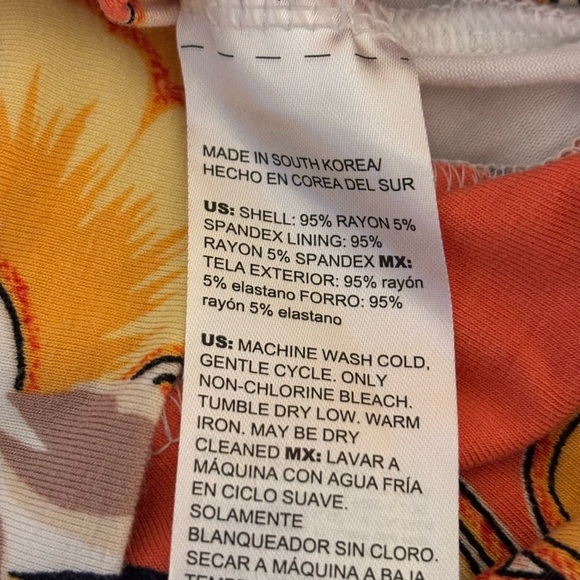 Chico's Orange and Yellow Floral Short Sleeve Tee - Picture 3 of 8